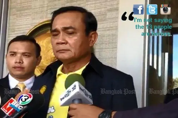 Thủ tướng Thái Lan Prayut Chan-o-cha đề nghị dân mạng thôi chỉ trích các cậu bé và huấn luyện viên vô trách nhiệm khi đi vào hang động để rồi bị mắc kẹt. Ảnh: BANGKOK POST