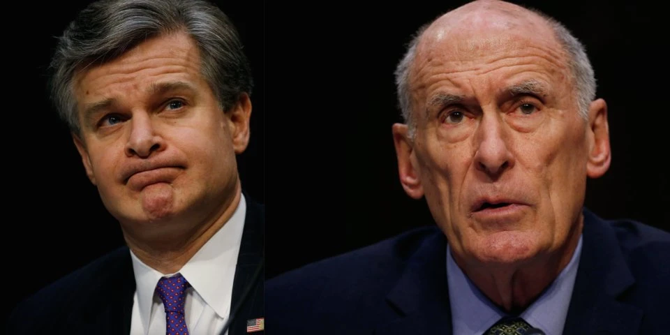 Giám đốc FBI Christopher Wray và Giám đốc Tình báo quốc gia Mỹ Dan Coats có ý định từ chức sau thượng đỉnh Trump-Putin. Ảnh: Reuters