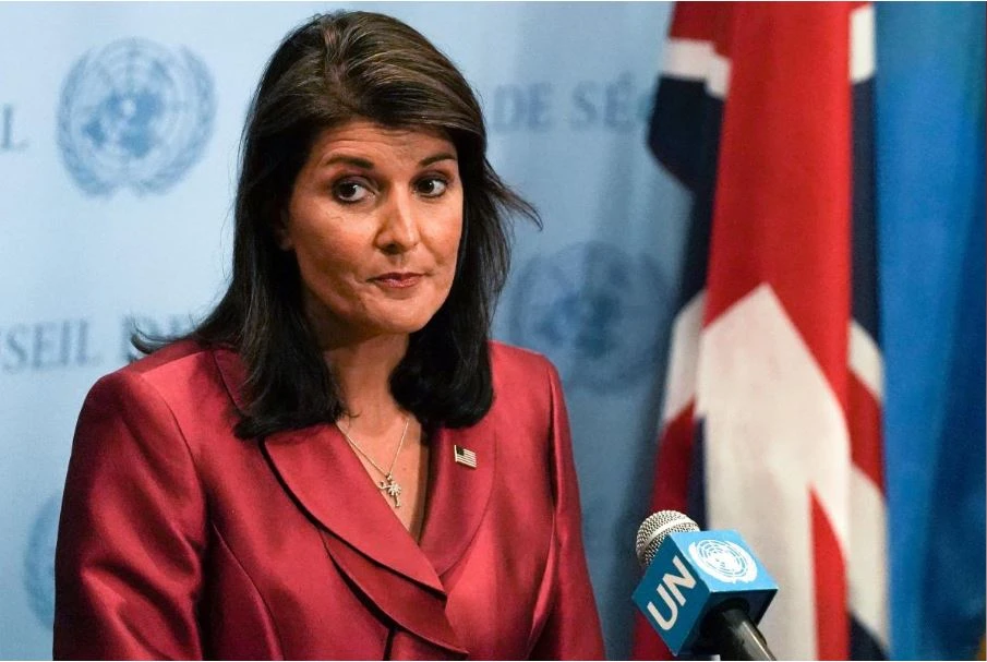 Đại sứ Mỹ tại LHQ Nikki Haley bác bỏ cáo buộc của Iran rằng Mỹ liên quan vụ tấn công. Ảnh: REUTERS