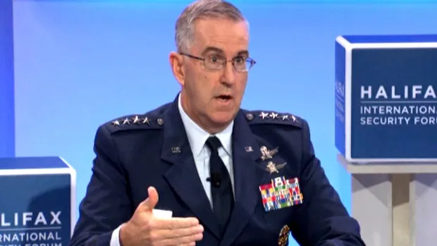 Tướng Không quân John Hyten, Chỉ huy Bộ Tư lệnh chiến lược có thể cạnh tranh vị trí Chủ tịch Hội đồng Tham mưu trưởng với Tướng Goldfein. Ảnh: CTVNEWS