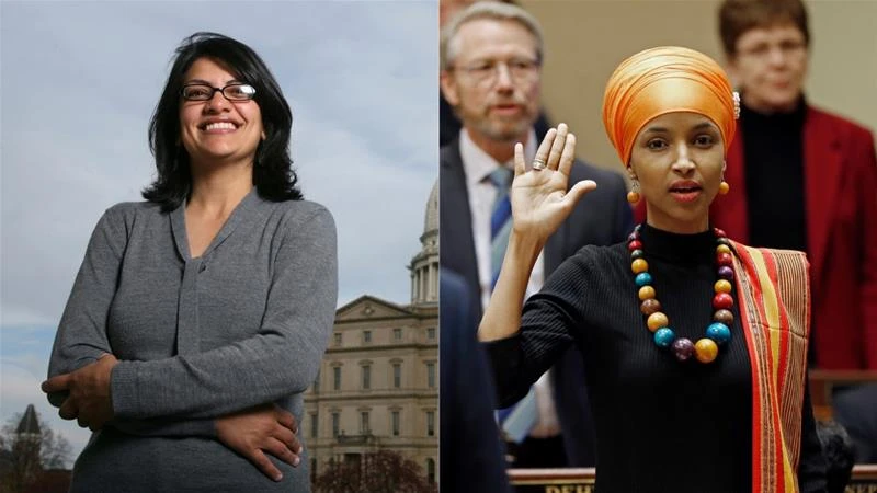 Hai nữ hạ nghị sĩ gốc Hồi giáo đầu tiên: Rashida Tlaib và Ilhan Omar. Ảnh: AP