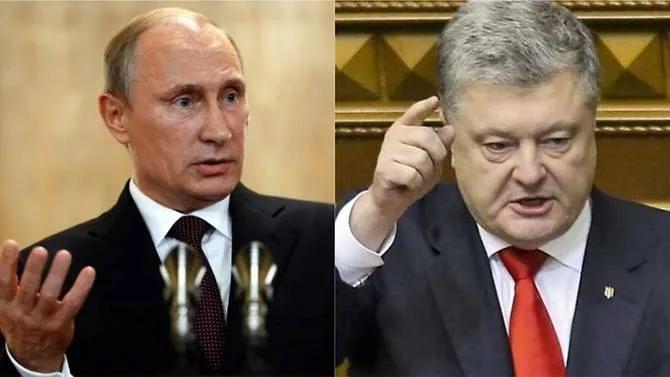Căng thẳng Nga-Ukraine đang có nguy cơ dẫn đến chiến tranh. Tổng thống Nga Vladimir Putin (trái) và Tổng thống Ukraine Petro Poroshenko. Ảnh: AFP