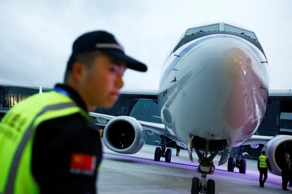 Một chiếc Boeing 737 MAX 8 của Trung Quốc. Các hãng bay Trung Quốc khai thác tổng cộng 96 chiếc Boeing 737 MAX 8. Ảnh: REUTERS