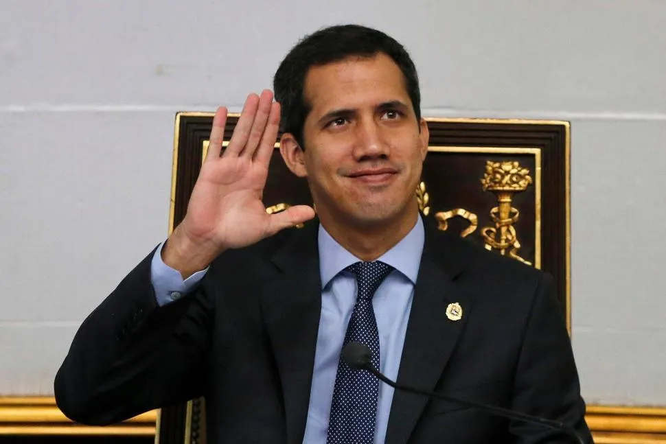 Chủ tịch Quốc hội Juan Guaido trong một cuộc họp Quốc hội ở Caracas (Venezuela) ngày 2-4. Ảnh: AP