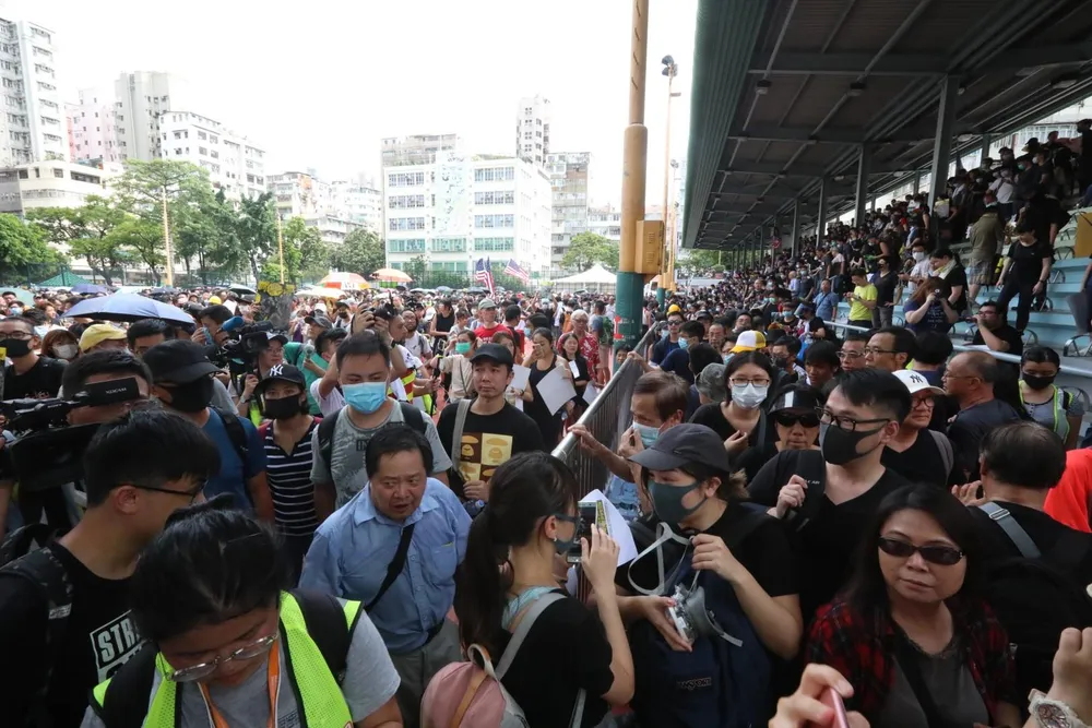 Biểu tình tại Hong Kong ngày 11-8. Ảnh: SCMP