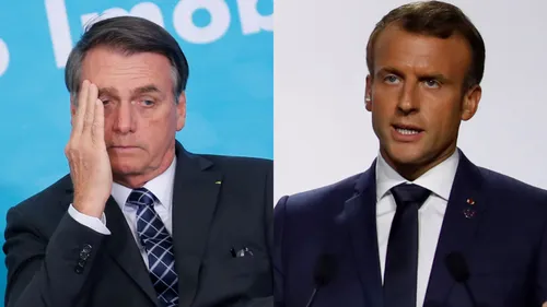 Tổng thống Brazil Jair Bolsonaro (trái) nói Tổng thống Pháp Emmanuel Macron (phải) phải xin lỗi ông thì ông mới nhận khoản hỗ trợ của G7. Ảnh: REUTERS