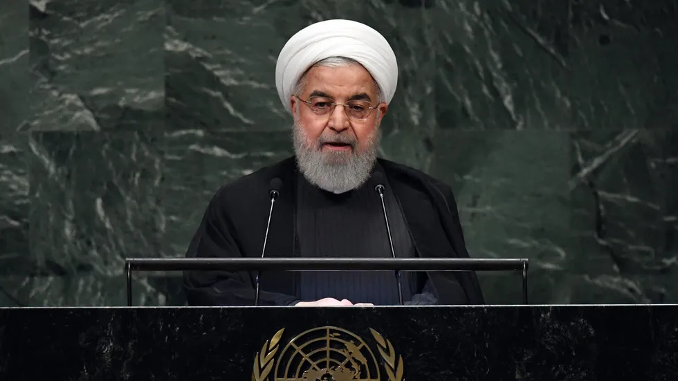 Tổng thống Iran Hassan Rouhani phát biểu tại kỳ họp Đại Hội đồng LHQ tháng 9-2018 ở New York (Mỹ). Ảnh: AFP