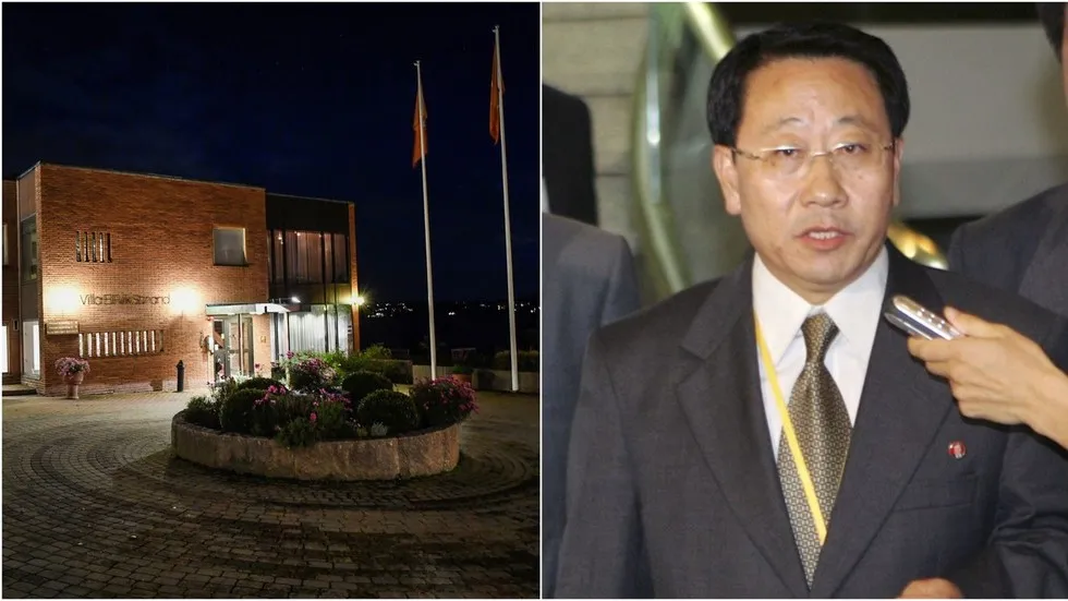 Trung tâm hội nghị Villa Elfvik Strand ở Stockholm (Thụy Điển), nơi diễn ra cuộc đàm phán hạt nhân Mỹ-Triều ngày 4-10 (trái), và trưởng đoàn đàm phán phía Triều Tiên Kim Myong-gil (phải). Ảnh: REUTERS