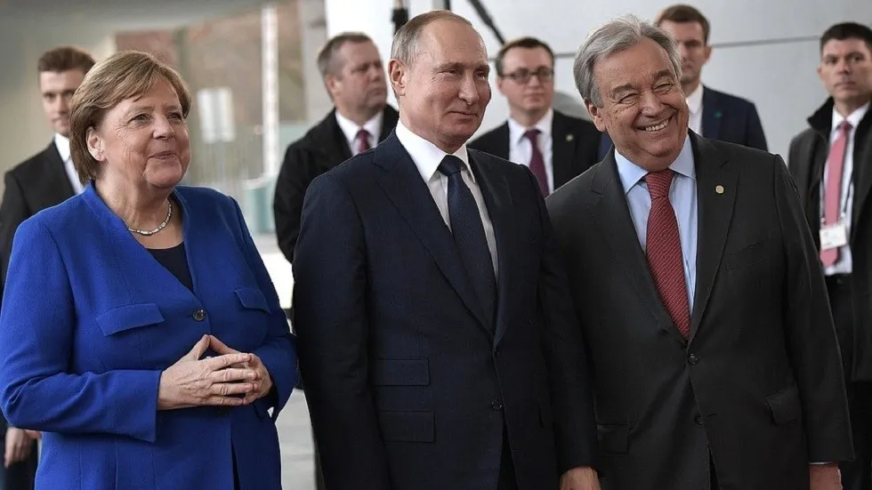 Các lãnh đạo thế giới họp bàn về Libya, tại Berlin (Đức) ngày 19-1. Ảnh: KREMLIN.RU