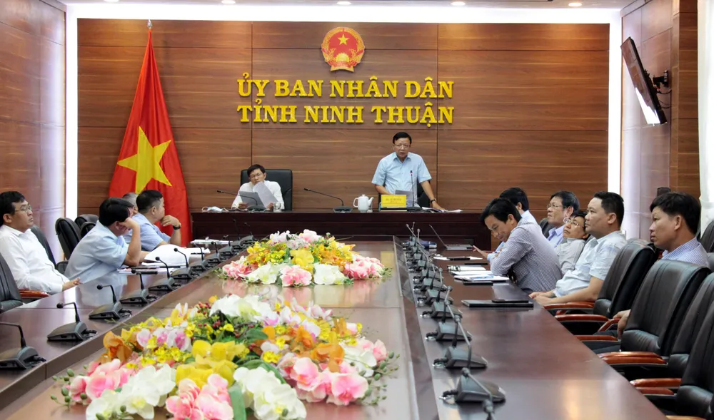 Ông Lê Huyền, Phó Chủ tịch UBND tỉnh Ninh Thuận, phát biểu tại hội nghị. Ảnh: TX.