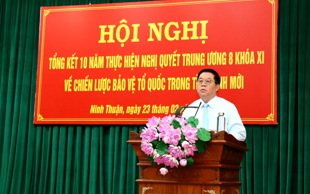 Trưởng Ban Tuyên giáo Trung ương Nguyễn Trọng Nghĩa làm việc với Ninh Thuận. Ảnh: CT