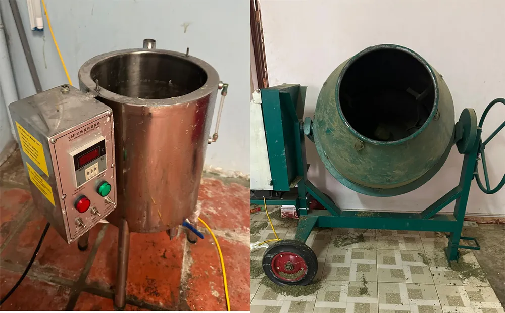 Máy móc Tùng dùng để sản xuất "cỏ Mỹ". Ảnh: C.A co-my.jpg