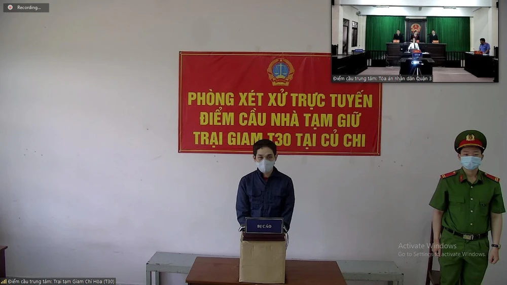 Điểm cầu thành phần tại trại tạm giam Chí Hoà, Củ Chi. Ảnh: H.YẾN