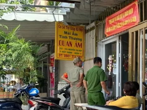 Cơ quan chức năng làm việc tại Mái ấm Quan Âm. mái ấm Quan Âm.jpg