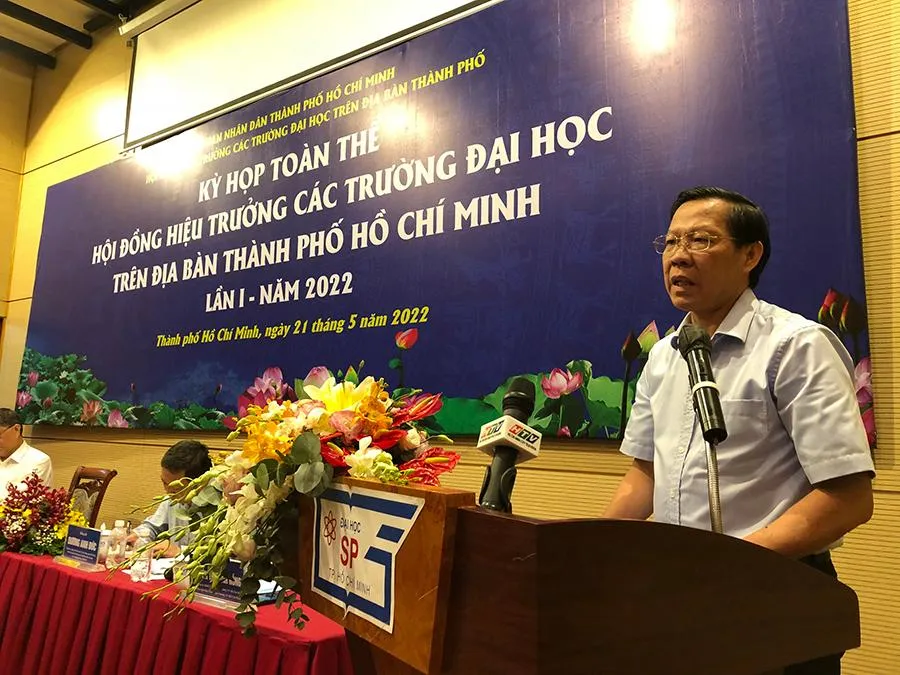 Chủ tịch Hội đồng hiệu trưởng các trường đại học Phan Văn Mãi phát biểu. Ảnh: CTV Chủ tịch Hội đồng hiệu trưởng các trường đại học Phan Văn Mãi phát biểu. Ảnh: CTV