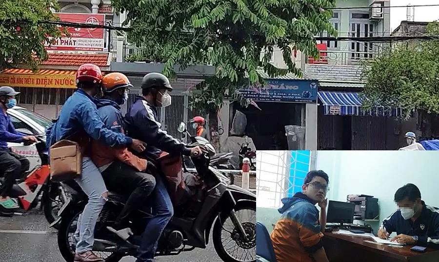 Công an đưa người giao CCCD về trụ sở làm việc.