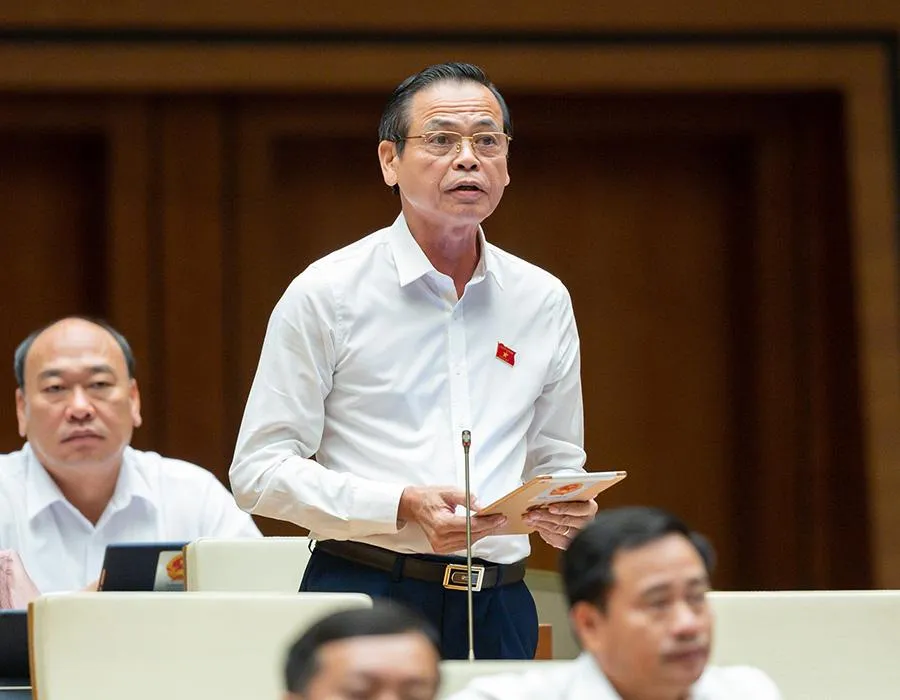 Trần Hữu Hậu (Tây Ninh) tại phiên thảo luận của Quốc hội về tình hình thực hiện tiết kiệm, chống lãng phí, ngày 31-10. Ảnh: Quochoi.vn