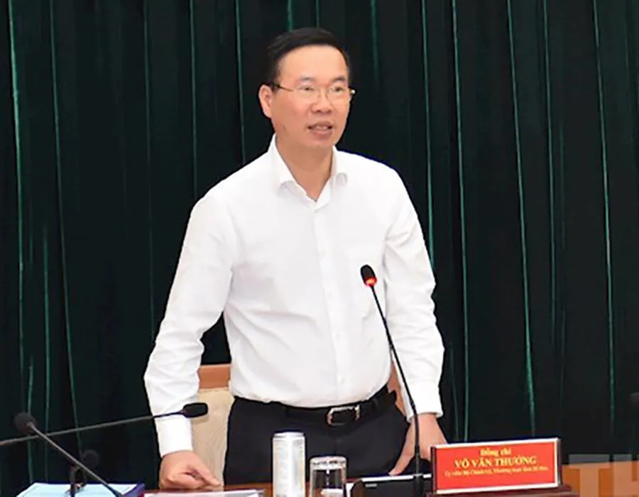 Thường trực Ban Bí thư Võ Văn Thưởng phát biểu tại buổi làm việc với Ban Thường vụ Thành ủy TP.HCM. Ảnh: Thanhuytphcm Thường trực Ban Bí thư Võ Văn Thưởng phát biểu tại buổi làm việc với Ban Thường vụ Thành ủy TP.HCM. Ảnh: Thanhuytphcm