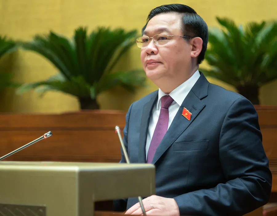 Chủ tịch Quốc hội Vương Đình Huệ phát biểu bế mạc hội nghị.