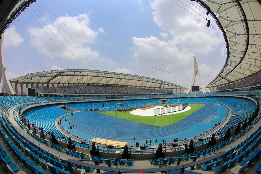 Sân vận động Morodok Techo nơi diễn ra lễ khai mạc SEA Games 32 vào đêm 5-5. Ảnh: ANH PHƯƠNG