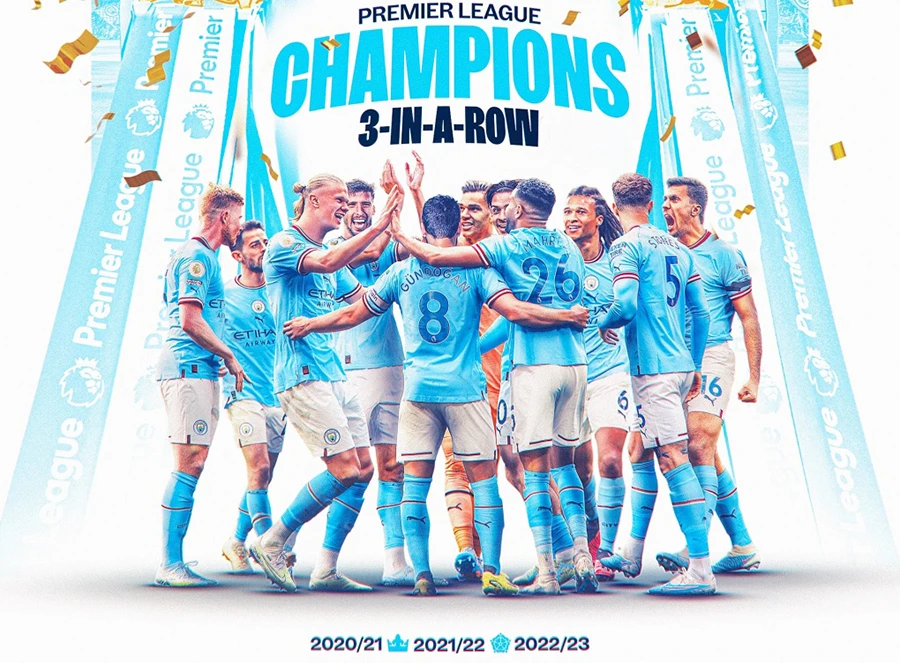 Man. City vô địch Premier League và vẫn còn hai trận chung kết trước mắt. Ảnh: GETTY IMAGES