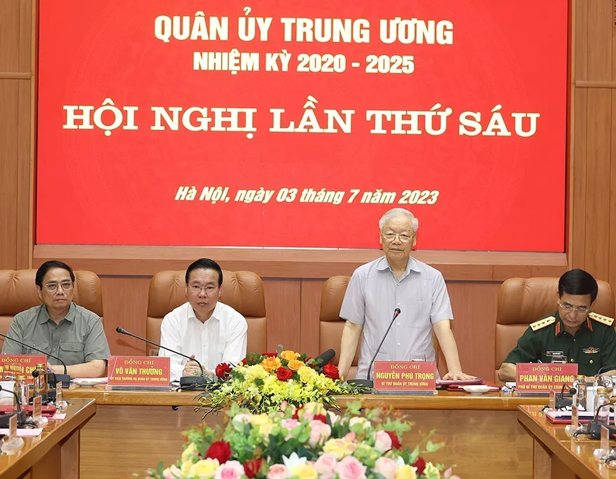 Tổng Bí thư Nguyễn Phú Trọng phát biểu kết luận hội nghị. Ảnh: TTXVN Tổng Bí thư Nguyễn Phú Trọng phát biểu kết luận hội nghị. Ảnh: TTXVN