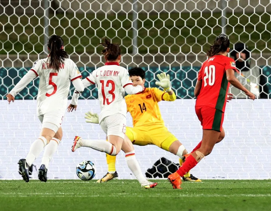 Bàn thua của tuyển nữ Việt Nam trước Bồ Đào Nha. Ảnh: GETTY IMAGES