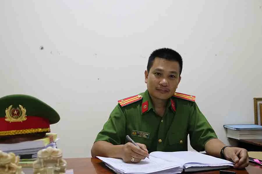 Trung tá Nguyễn Văn Dũng, Đội trưởng Đội Cảnh sát hình sự, Công an huyện Bảo Lâm. Ảnh: VÕ TÙNG