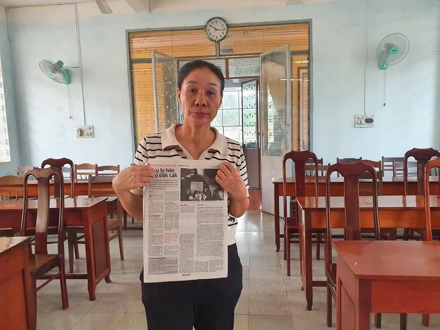 Bà Nguyễn Thị Kim Dung tại tòa sáng nay. Ảnh: QN Bà Nguyễn Thị Kim Dung tại tòa sáng nay. Ảnh: QN