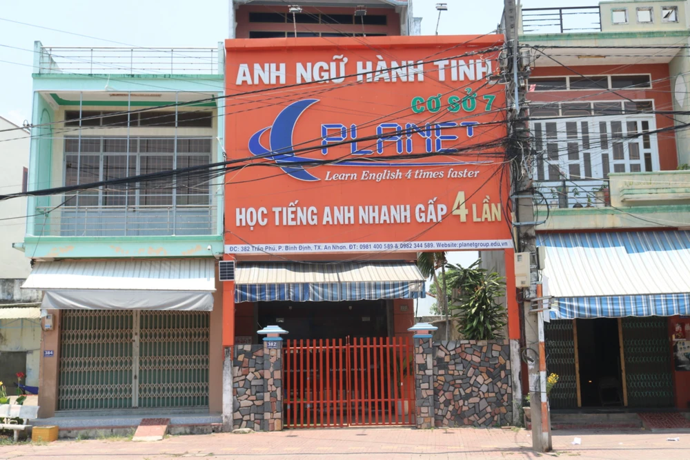 Trung tâm Anh ngữ Hành Tinh đóng cửa sau khi bị kiểm tra và có sai phạm. Ảnh QN
