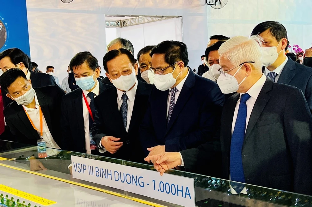 Thủ tướng Chính phủ Phạm Minh Chính tham dự lễ khởi công KCN Vsip 3. Ảnh: LÊ ÁNH