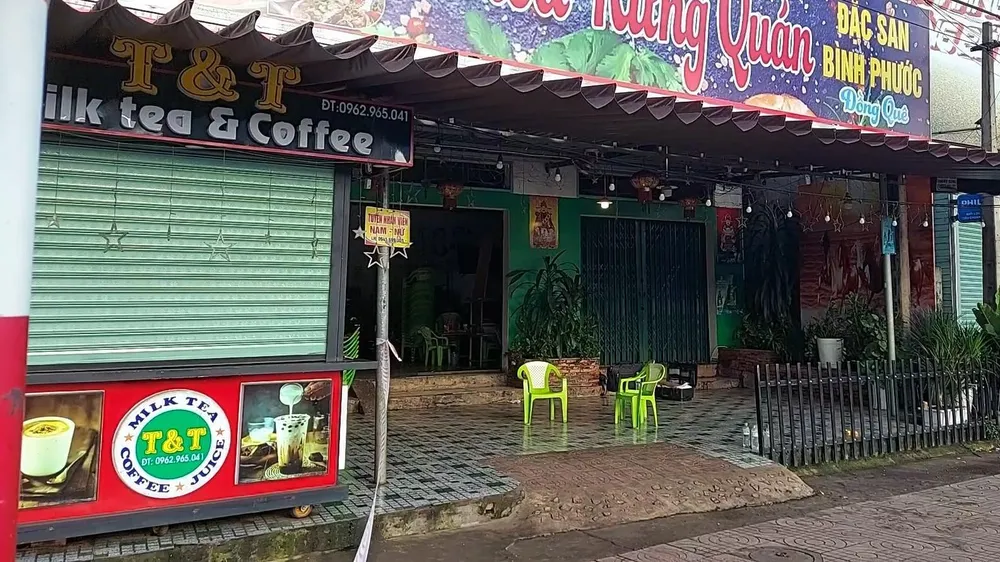 Quán nhậu nơi vụ án mạng xảy ra. Ảnh: TT Quán nhậu nơi vụ án mạng xảy ra. Ảnh: TT