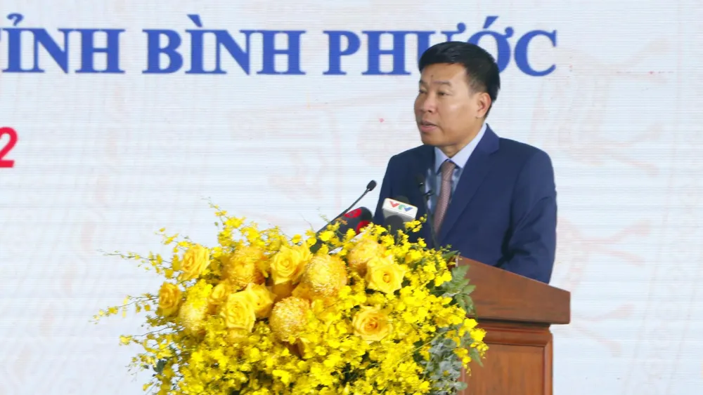 Ông Nguyễn Mạnh Cường, Bí thư tỉnh ủy Bình Phước phát biểu tại lễ công bố. Ảnh: LÊ ÁNH Ông Nguyễn Mạnh Cường, Bí thư tỉnh ủy Bình Phước phát biểu tại lễ công bố. Ảnh: LÊ ÁNH