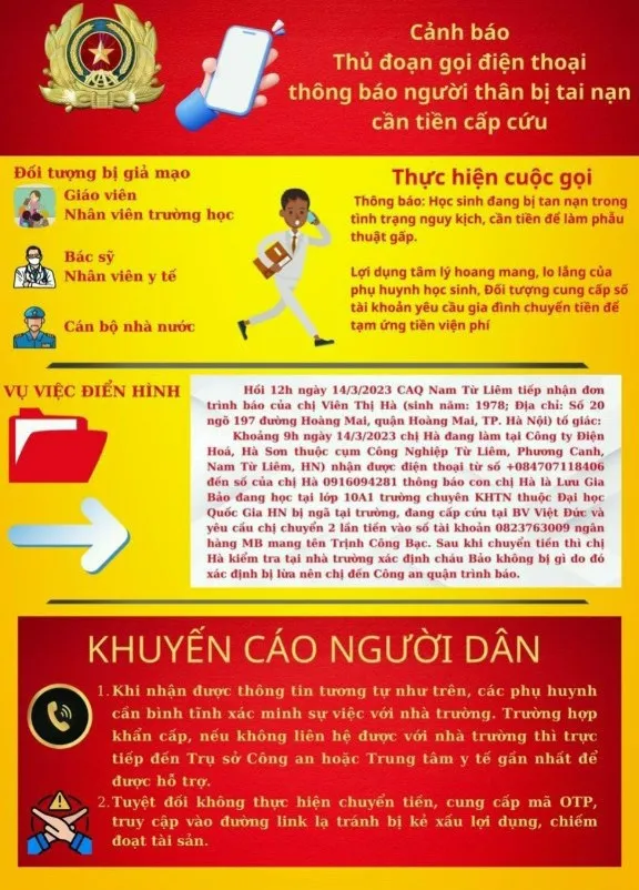 Các trường học thường xuyên thông tin về thủ đoạn của các loại tội phạm để phụ huynh cảnh giác. Ảnh:LA