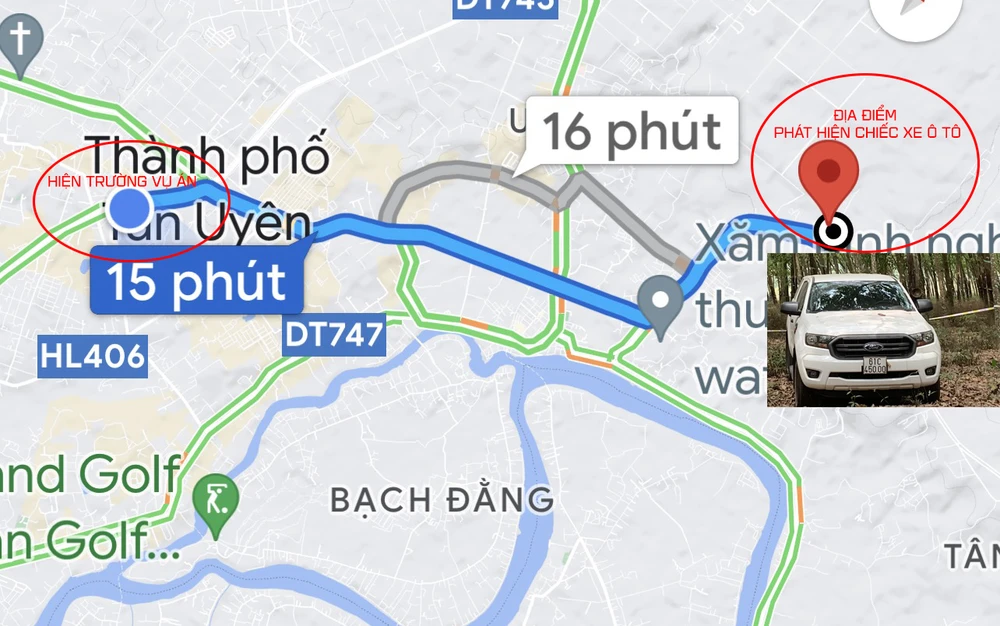 Nơi cất giấu chiếc xe ô tô bán tải cách hiện trường gần 10 km. Ảnh: LA