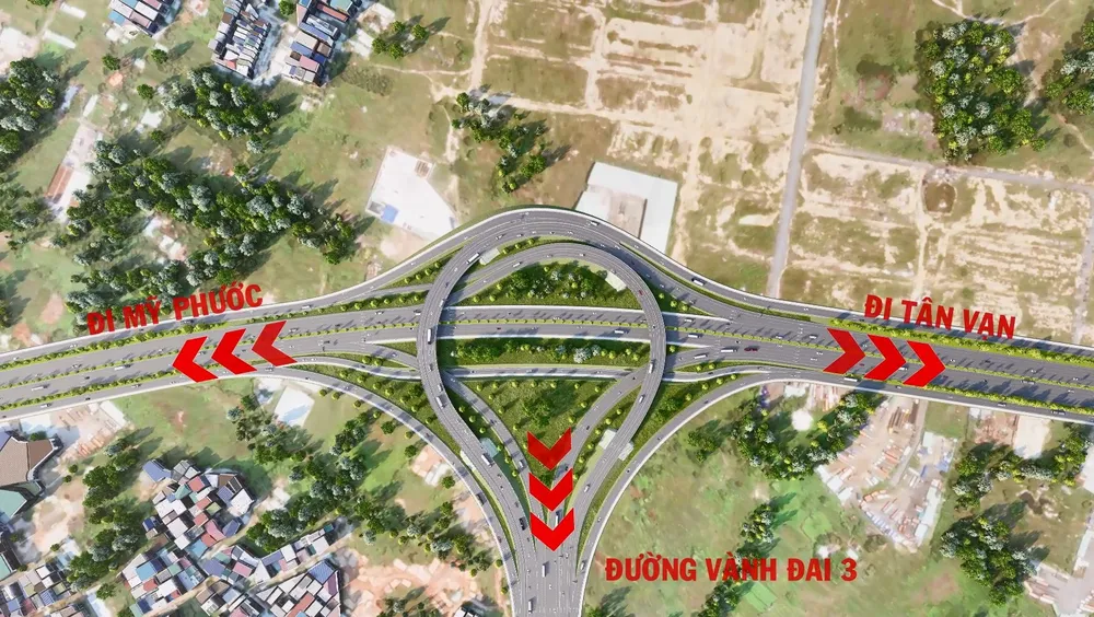 Nút giao thông Bình Chuẩn có một phần trùng với đường Mỹ Phước - Tân Vạn.