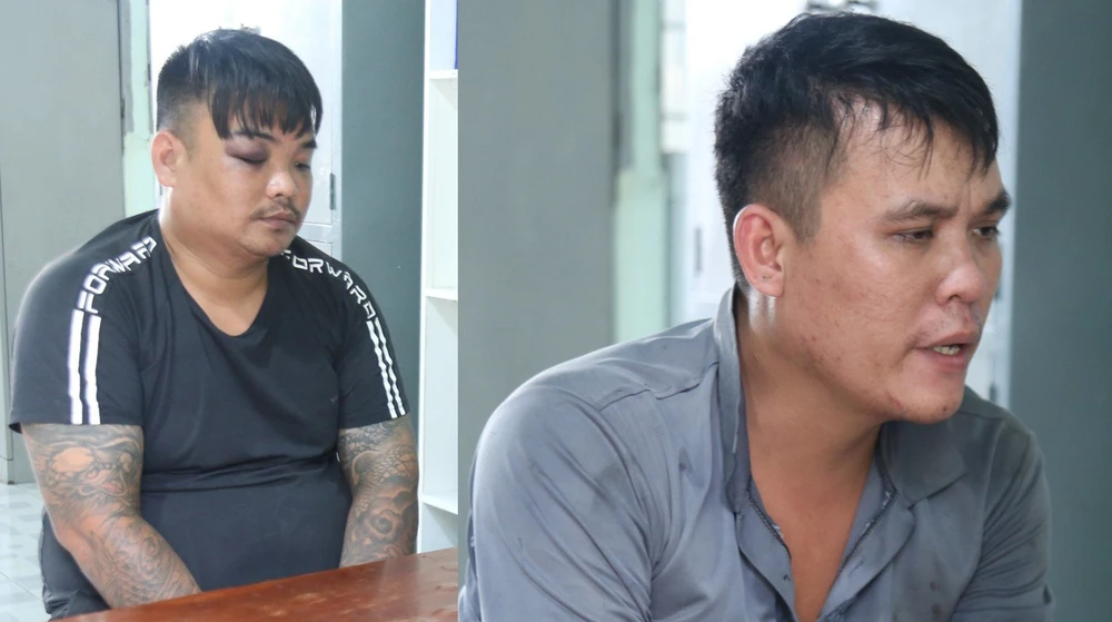 Hai thanh niên trong nhóm trộm chó bị bắt. Ảnh: LA