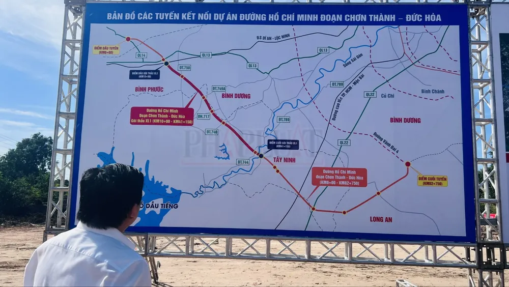 Tuyến đường có tổng chiều dài hơn 72 km nối thông đường Hồ Chí Minh từ Chơn Thành đến Đức Hòa. Ảnh: LA Đường HCM