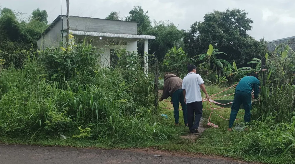Ngôi nhà phát hiện người phụ nữ đang bốc cháy trong nhà tắm. Ảnh: TT người phụ nữ đang bốc cháy.jpg