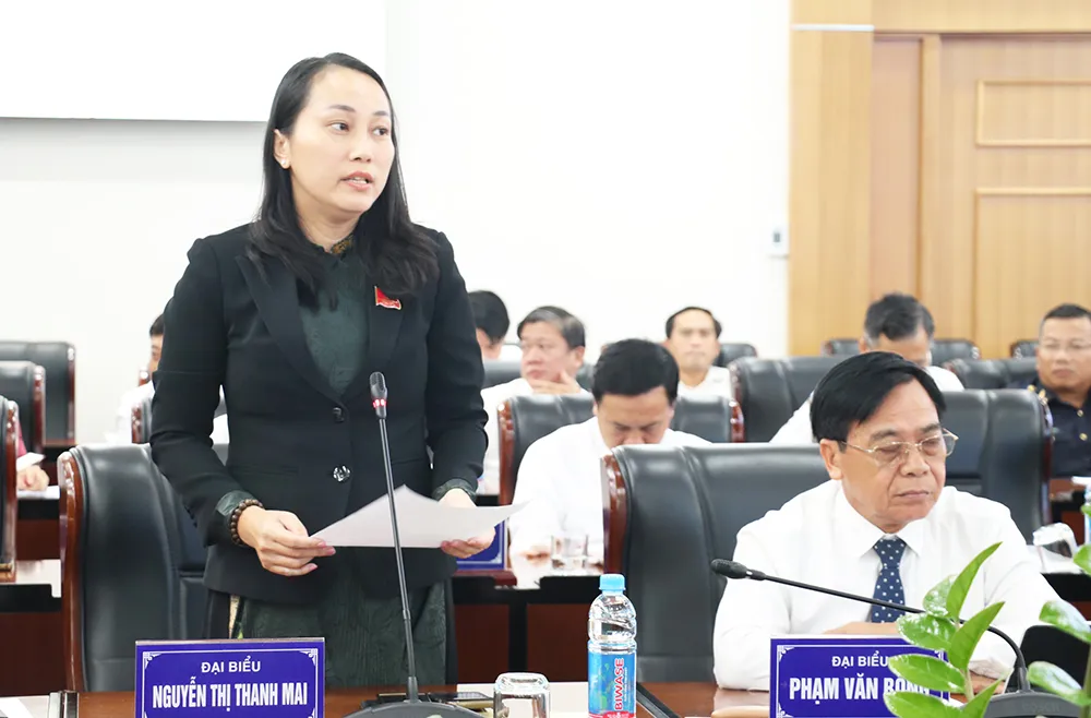 Đại biểu Nguyễn Thị Thanh Mai đặt câu hỏi chất vấn. Ảnh: YN IMG_PTTM1460.jpg