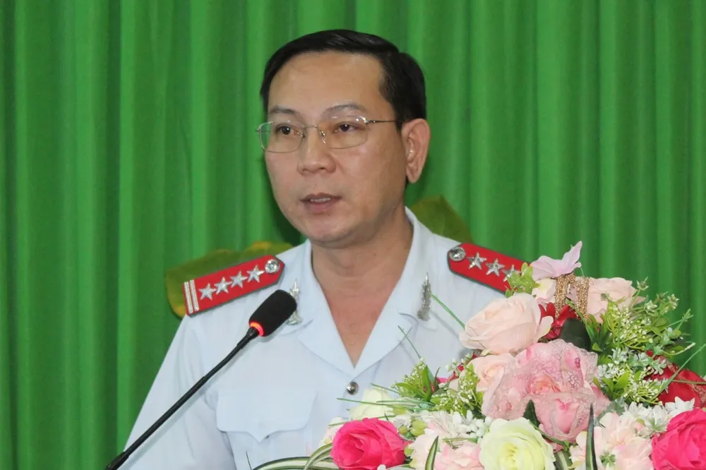 Ông Bùi Duy Hiền, Chánh Thanh tra tỉnh Bình Dương phát biểu tại hội nghị sơ kết công tác 6 tháng đầu năm 2024. Ảnh: NH tiêu cực tham nhũng.jpg