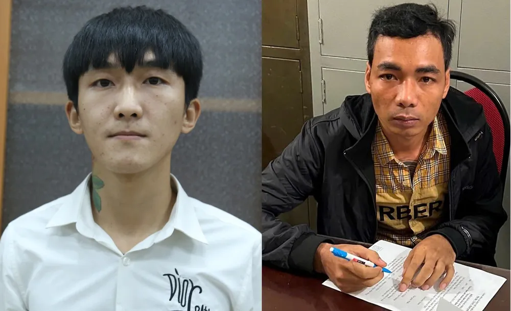 Hai nam thanh niên phối hợp với người bên Campuchia 'giải cứu' người về Việt Nam bị bắt. Ảnh: CABD nam thanh niên.jpg
