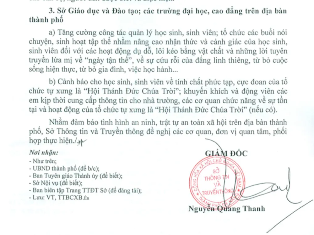 Đà Nẵng cảnh báo việc truyền bá 'Hội Thánh Đức Chúa Trời' ảnh 1 Đà Nẵng cảnh báo việc truyền bá 'Hội Thánh Đức Chúa Trời' ảnh 1