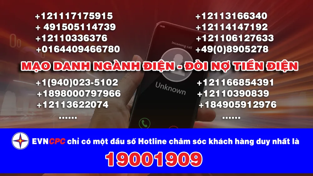 Đang có hiện tượng giả danh nghành điện gọi điện đòi tiền khách hàng nhằm mục đích lừa đảo. Ảnh: CPC. Đang có hiện tượng giả danh nghành điện gọi điện đòi tiền khách hàng nhằm mục đích lừa đảo. Ảnh: CPC.