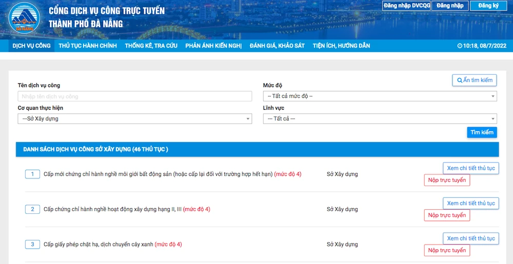Người dân, doanh nghiệp có thể nộp hồ sơ trực tuyến tới Sở Xây dựng TP Đà Nẵng để được giải quyết nhanh gọn. Ảnh: HA.