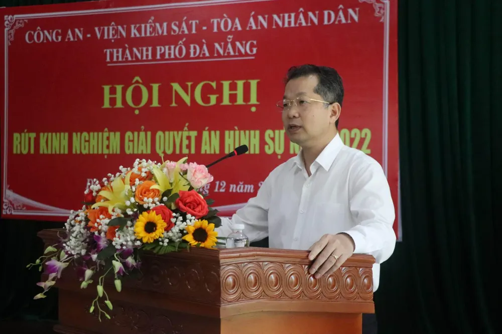 Bí thư Thành uỷ Đà Nẵng Nguyễn Văn Quảng nói về công tác điều tra xét xử các vụ án trên địa bàn. Ảnh: LH.