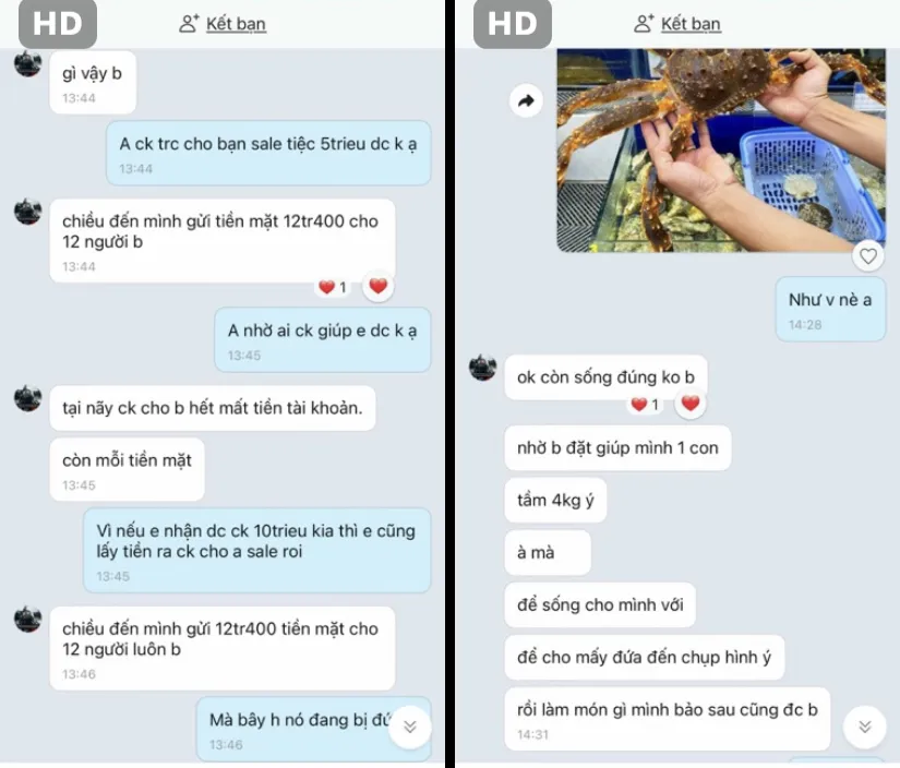 Kẻ gian nhắn tin lừa đảo khách sạn bằng hình thức đặt tiệc. Ảnh: CA. Lua-dat-tiec.jpg