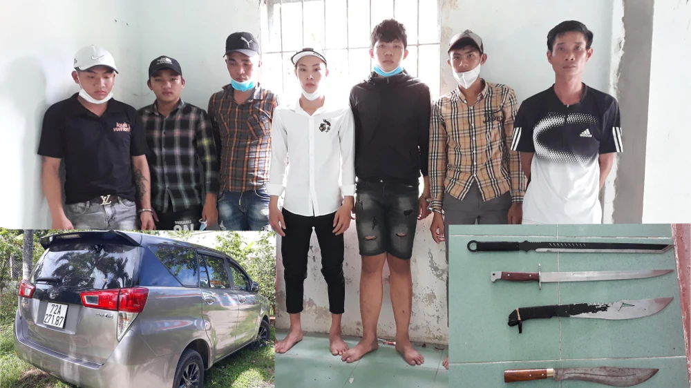 Nhóm người mang theo hung khí nguy hiểm đến Vĩnh Long đòi nợ. Ảnh: CACC