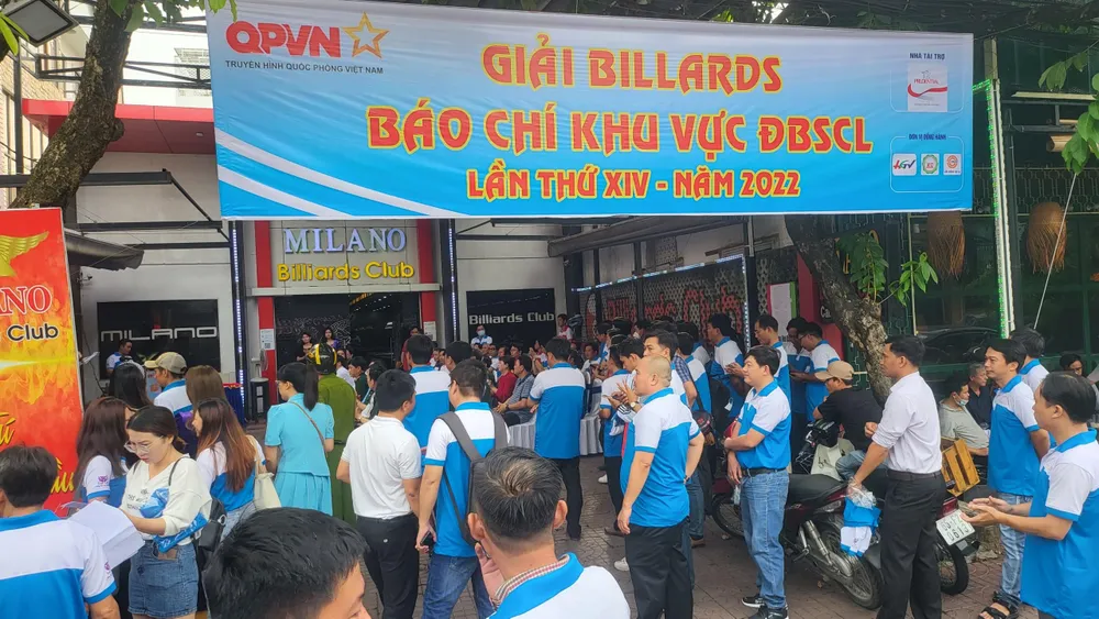 Giải Bida Báo chí khu vực ĐBSCL lần thứ XIV – năm 2022 chính thức được khai mạc tại TP Cần Thơ. Ảnh: CHÂU ANH