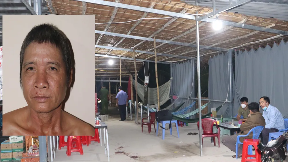 Nghi can Nhiều (Ảnh nhỏ) và hiện trường vụ án mạng. Ảnh: HG